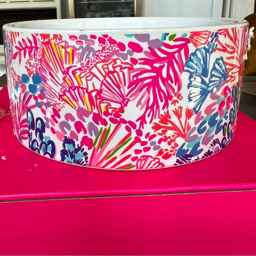 Colorful Floral Ceramic Dog Bowl